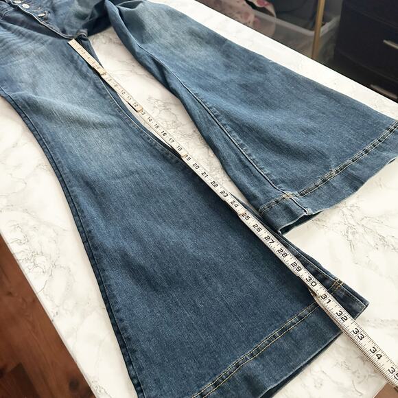 Insane Gene Jumpsuit Flare Denim Overalls Women's Size Small Retro Bell Bottoms - Picture 13 of 16